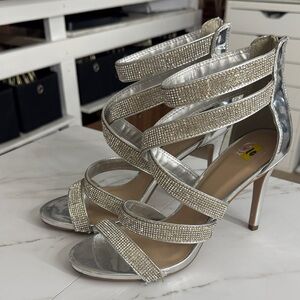 Elegant Silver Strappy Heels